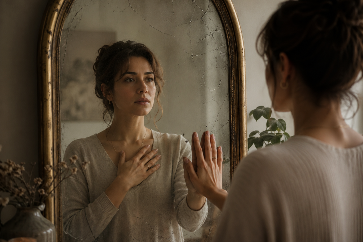 Imagine simbolică despre relațiile cu persoane narcisiste, limite emoționale, confuzie relațională și protejarea de sine.